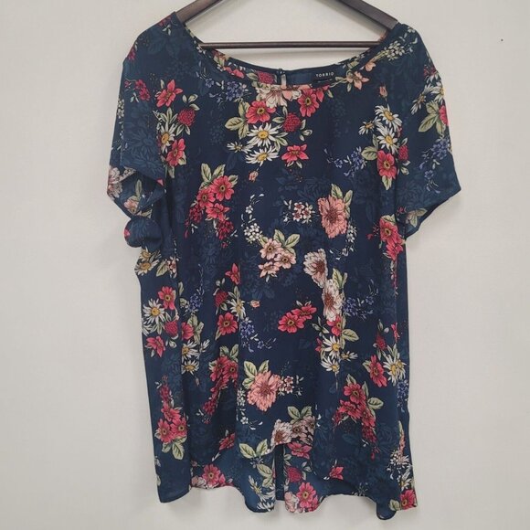 Torrid Womens Floral Sheer Top Size 3X Romantic Keyhole Neck Vacation Mature - Picture 1 of 9